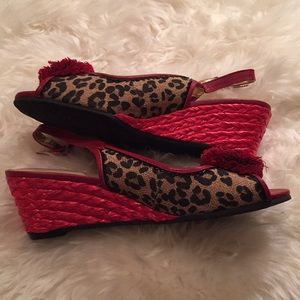 Red and Animal Print Shoes with Sling Back